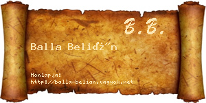 Balla Belián névjegykártya